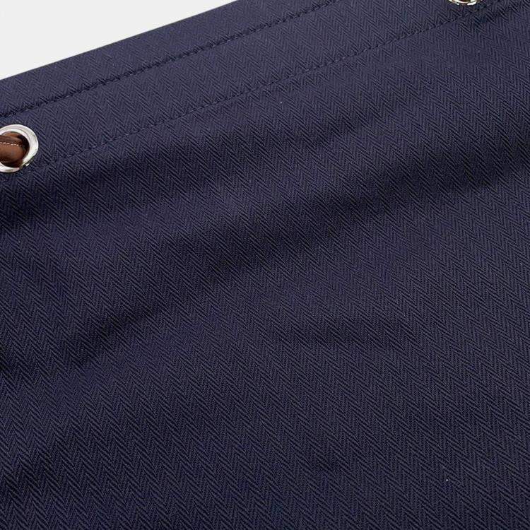 Pre Owned Hermes Sac Aline Blue Indigo/Gold Toile Chevrons Barenia Leather Size Mm