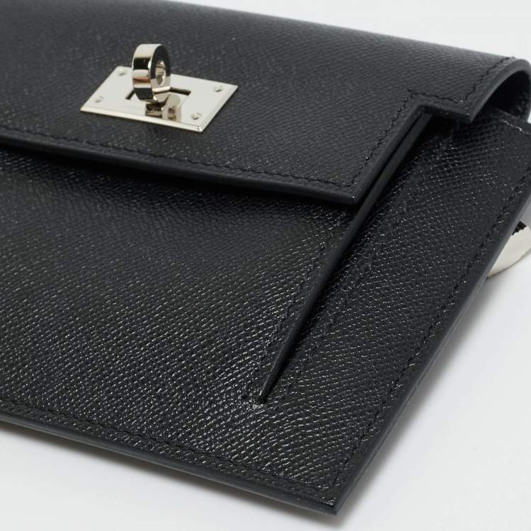 Pre Owned Hermès Noir Madame Leather Kelly Pocket Compact Wallet