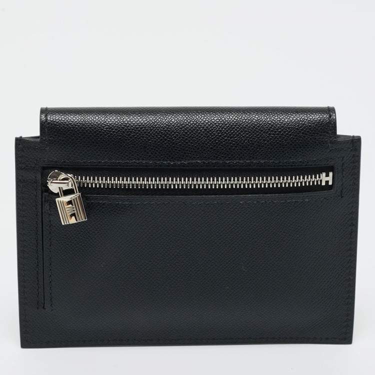 Pre Owned Hermès Noir Madame Leather Kelly Pocket Compact Wallet