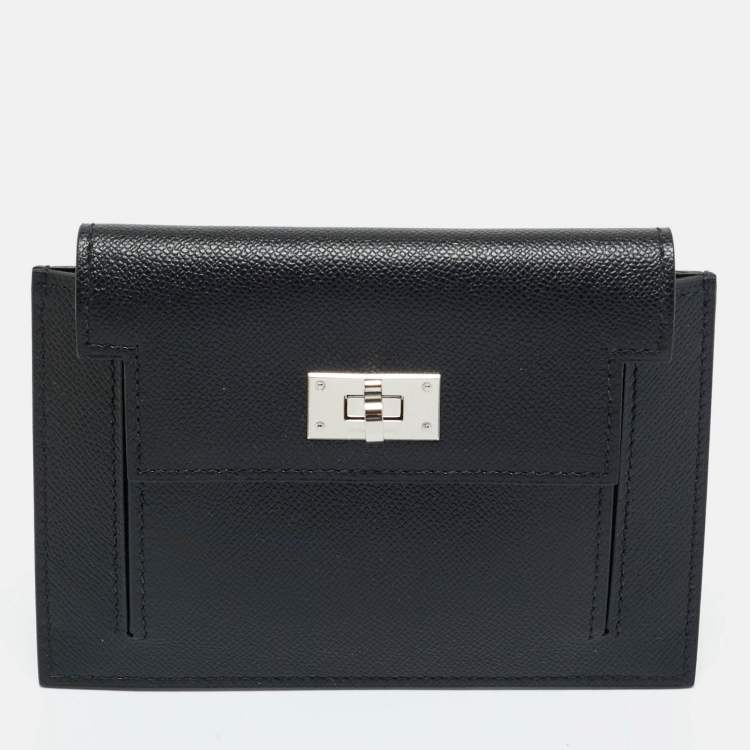 Pre Owned Hermès Noir Madame Leather Kelly Pocket Compact Wallet