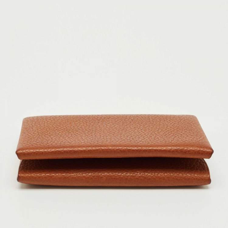 Pre Owned Hermès Fauve Barenia Faubourg Leather Calvi Duo Card Holder