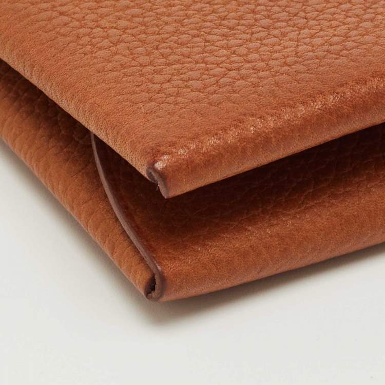 Pre Owned Hermès Fauve Barenia Faubourg Leather Calvi Duo Card Holder