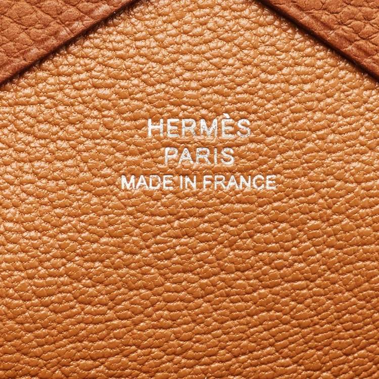 Pre Owned Hermès Fauve Barenia Faubourg Leather Calvi Duo Card Holder