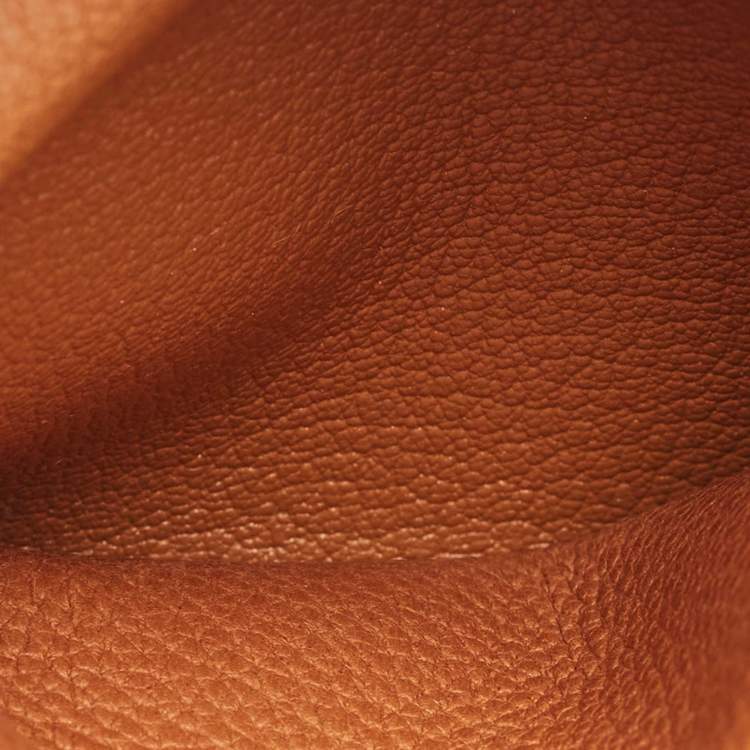 Pre Owned Hermès Fauve Barenia Faubourg Leather Calvi Duo Card Holder