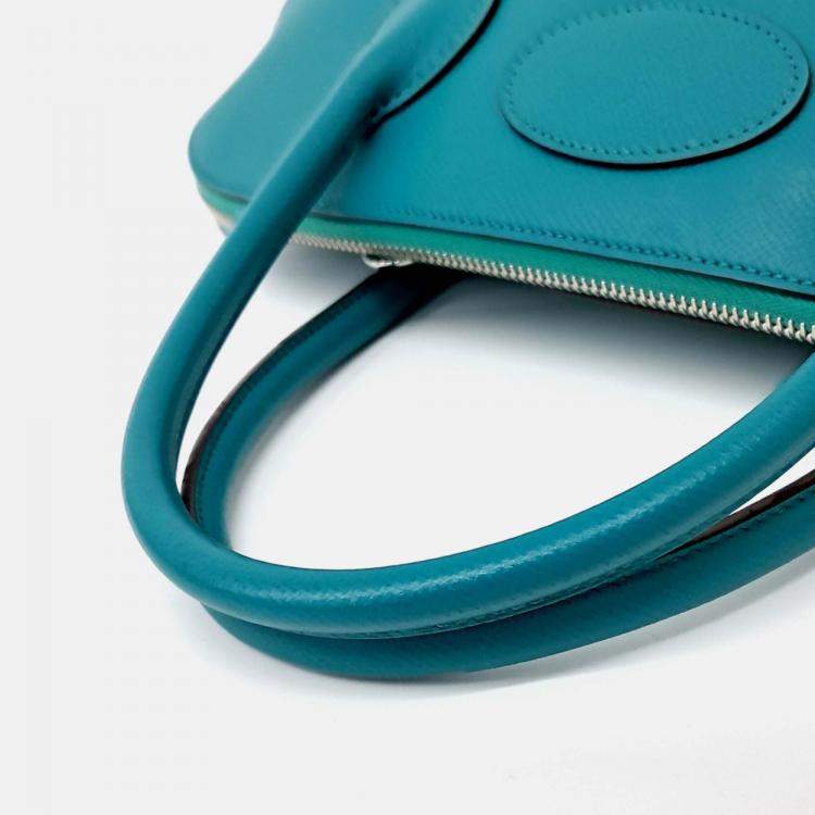 Pre Owned Hermes  Bolide 35 Blue Leather Bag