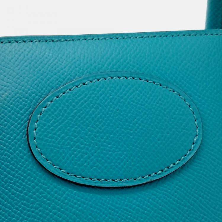 Pre Owned Hermes  Bolide 35 Blue Leather Bag