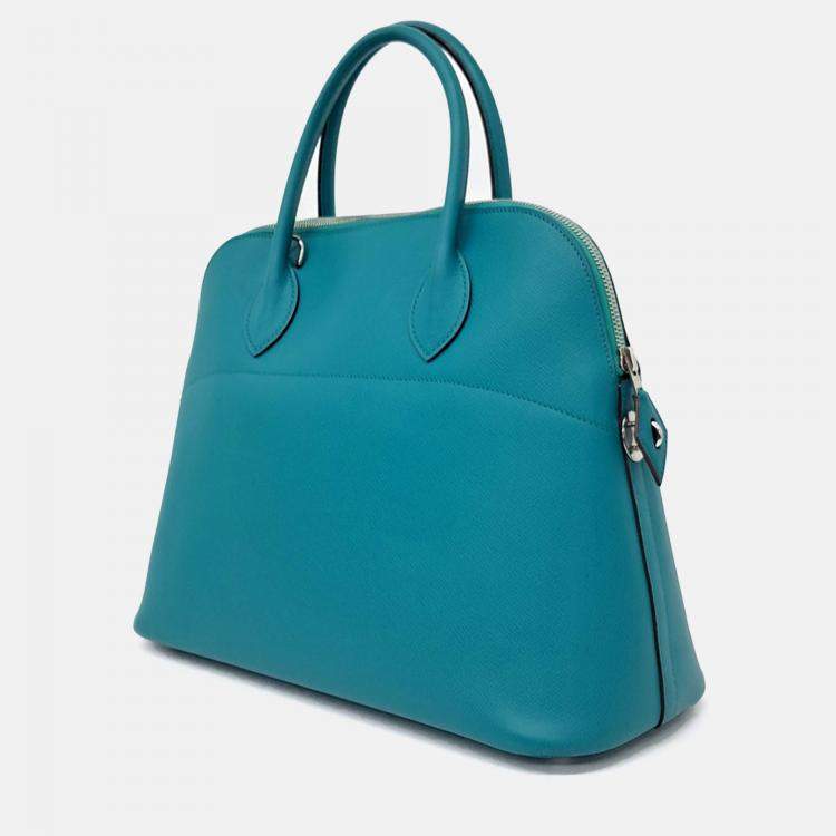 Pre Owned Hermes  Bolide 35 Blue Leather Bag