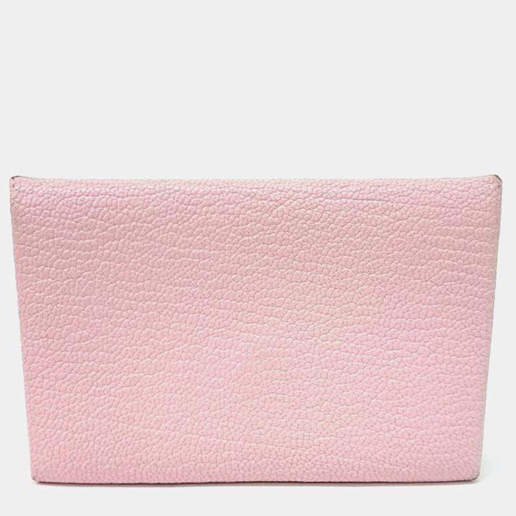 Pre Owned Hermes Pink Leather Calvi Card Wallet