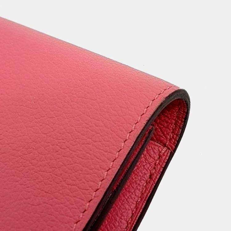 Pre Owned Hermes Pink Leather Constance Half Wallet