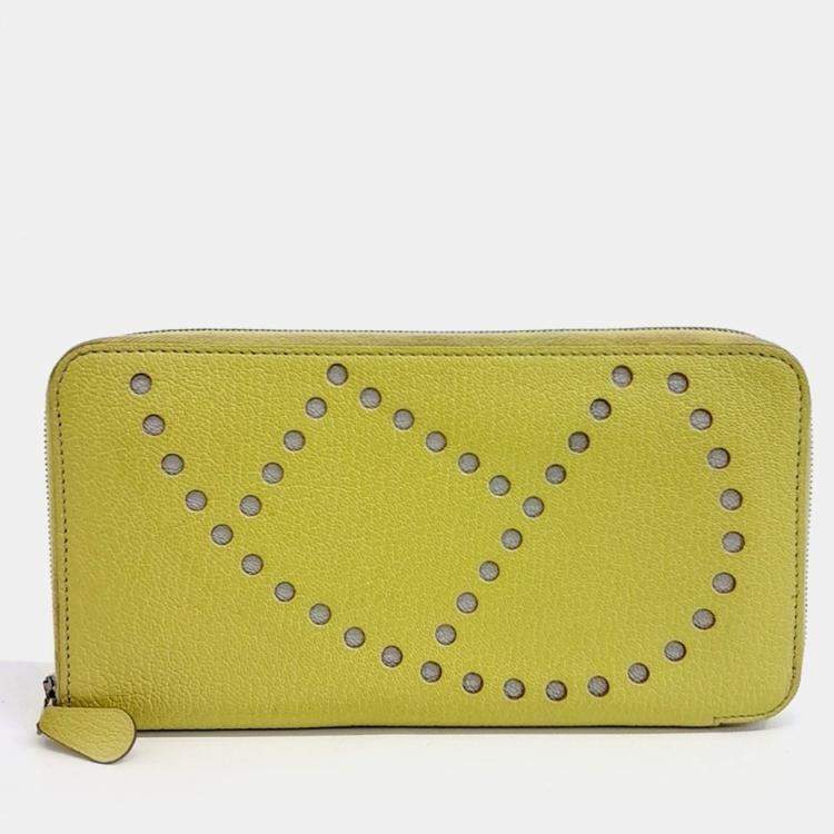 Pre Owned Hermes Yellow Leather long wallet