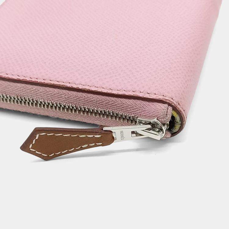 Pre Owned Hermes Pink Leather Silky Half Wallet