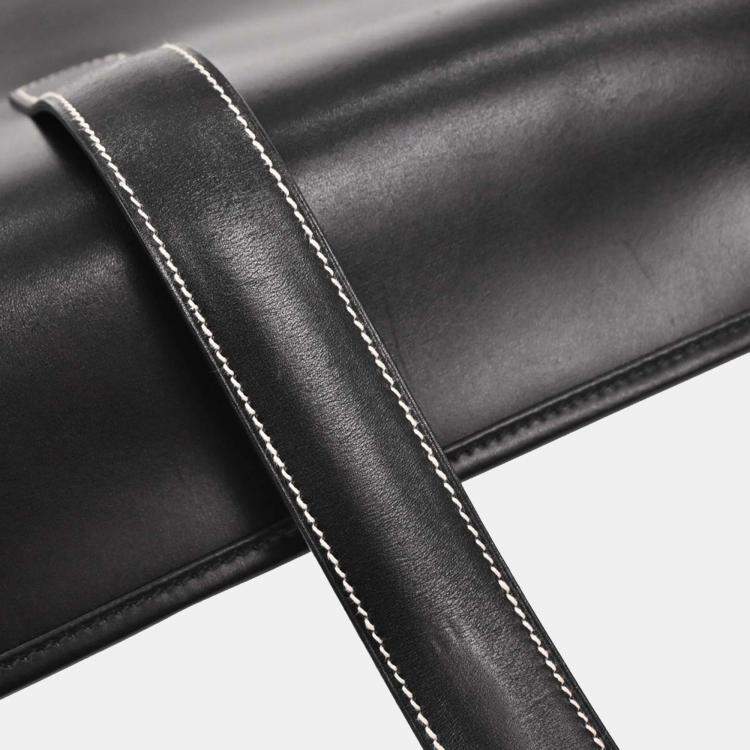 Pre Owned Hermes Black Box Calf Jige PM Clutch Bag