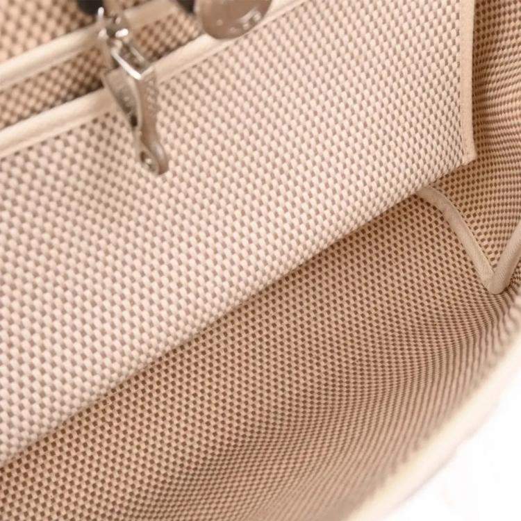 Pre Owned Hermes Black Natrural Toile GM Officier Herbag PM 2 in 1 Handbag