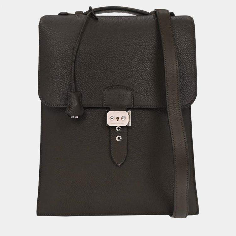 Pre Owned Hermes Sac a Depeches Vert Gris Taurillon Clemence Handbag