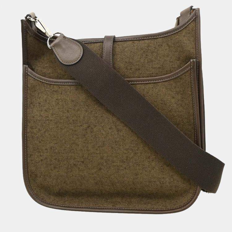 Pre Owned Hermes Evelyne 2 29 Ebene Toile H Chamonix Shoulder Bag PM