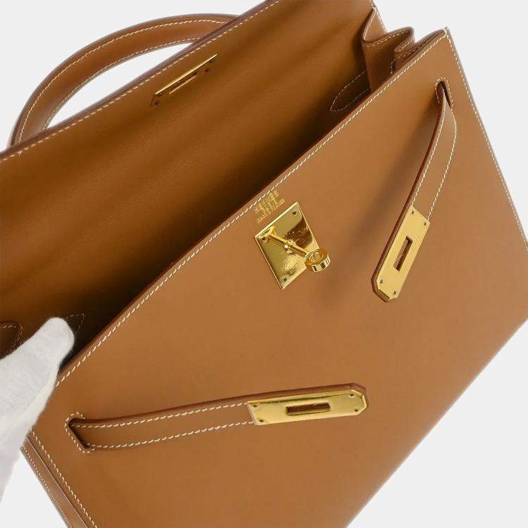 Pre Owned Hermes Natural Vache Kelly 32 Sellier Handbag