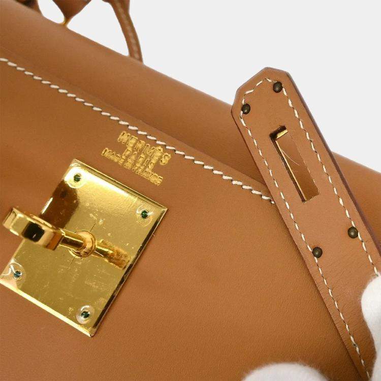 Pre Owned Hermes Natural Vache Kelly 32 Sellier Handbag