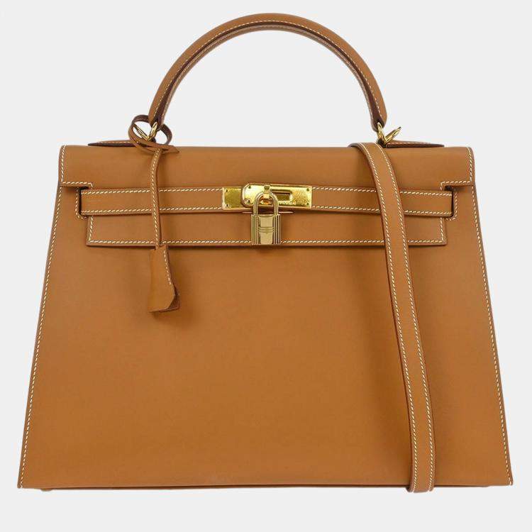 Pre Owned Hermes Natural Vache Kelly 32 Sellier Handbag