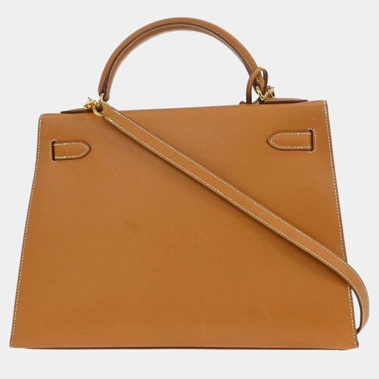 Pre Owned Hermes Natural Vache Kelly 32 Sellier Handbag