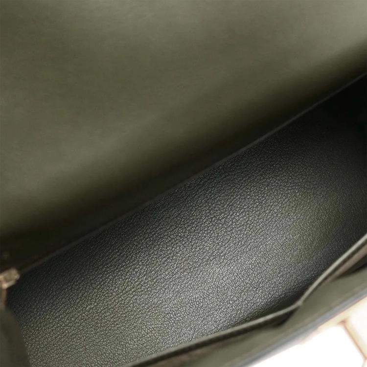 Pre Owned Hermes Green Evergrain Kelly 28 Sellier 2way Handbag