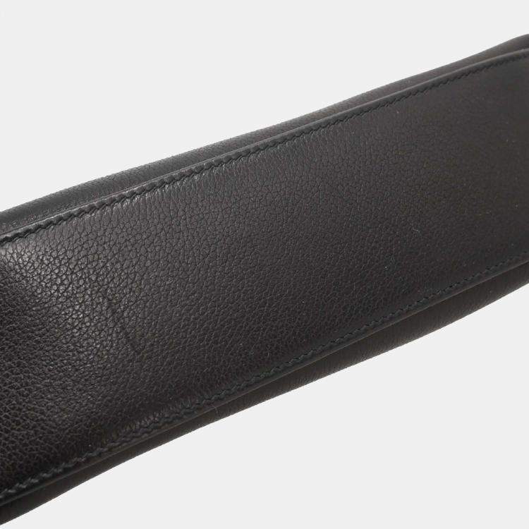 Pre Owned Hermes Black Evergrain Kelly Pochette Handbag