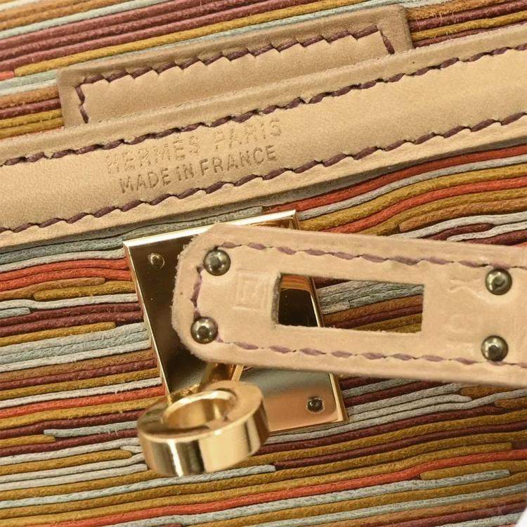 Pre Owned Hermes Beige Vibrato Box Calf Kelly 25 Sellier 2way Handbag