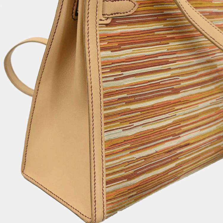 Pre Owned Hermes Beige Vibrato Box Calf Kelly 25 Sellier 2way Handbag