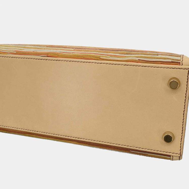 Pre Owned Hermes Beige Vibrato Box Calf Kelly 25 Sellier 2way Handbag