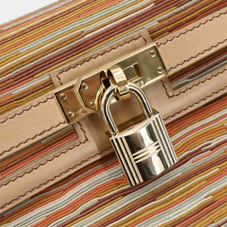 Pre Owned Hermes Beige Vibrato Box Calf Kelly 25 Sellier 2way Handbag