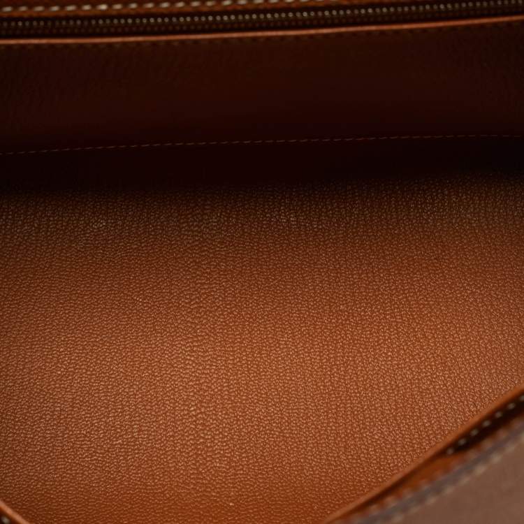 Pre Owned Hermes Gold Epsom Leather Palladium Finish Kelly Sellier 28 Bag
