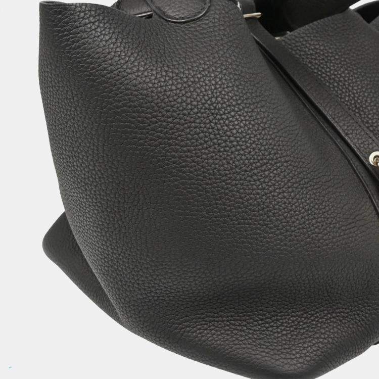Pre Owned Hermes Black Taurillon Clemence Picotin Lock 22 MM Handbag