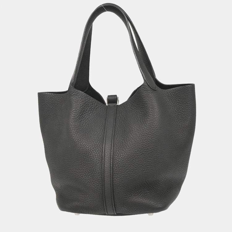 Pre Owned Hermes Black Taurillon Clemence Picotin Lock 22 MM Handbag