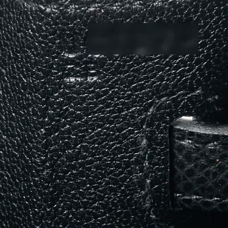 Pre Owned Hermes Noir Epsom Leather Gold Finish Birkin Sellier 25 Bag