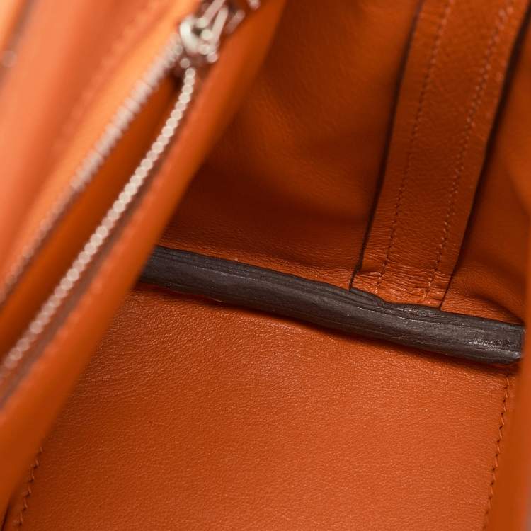 Pre Owned Hermès Orange Evercolor and Swift Leather Silver Finish 24/24 21 Bag 