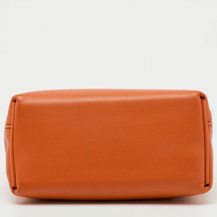 Pre Owned Hermès Orange Evercolor and Swift Leather Silver Finish 24/24 21 Bag 