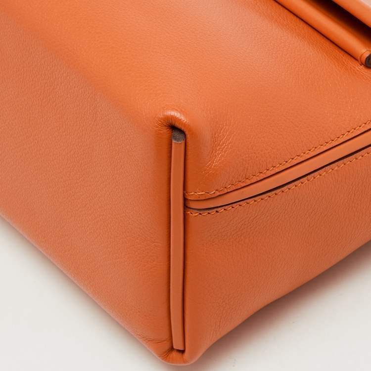 Pre Owned Hermès Orange Evercolor and Swift Leather Silver Finish 24/24 21 Bag 