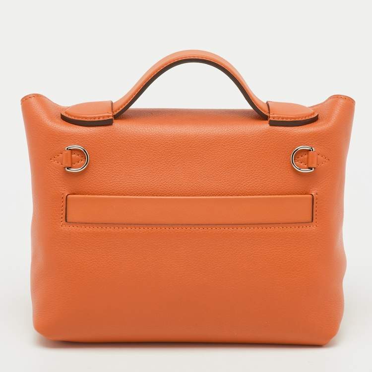 Pre Owned Hermès Orange Evercolor and Swift Leather Silver Finish 24/24 21 Bag 