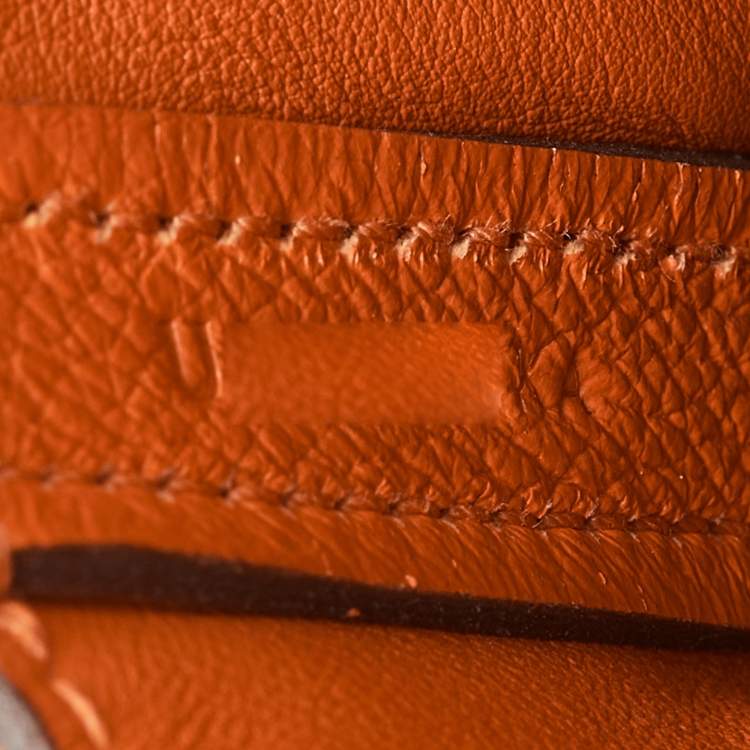 Pre Owned Hermès Orange Evercolor and Swift Leather Silver Finish 24/24 21 Bag 