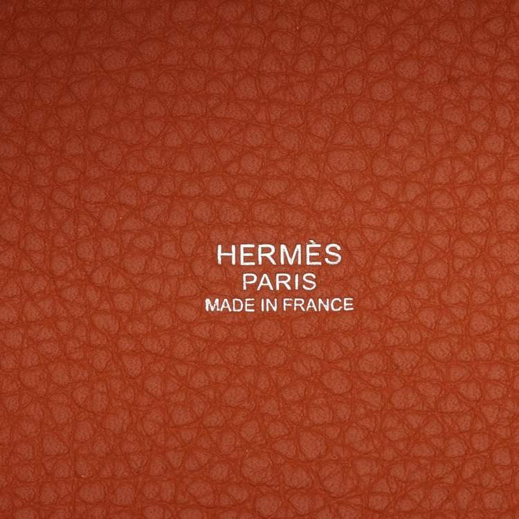 Pre Owned Hermes Orange Togo Leather Picotin Lock 18 Bag