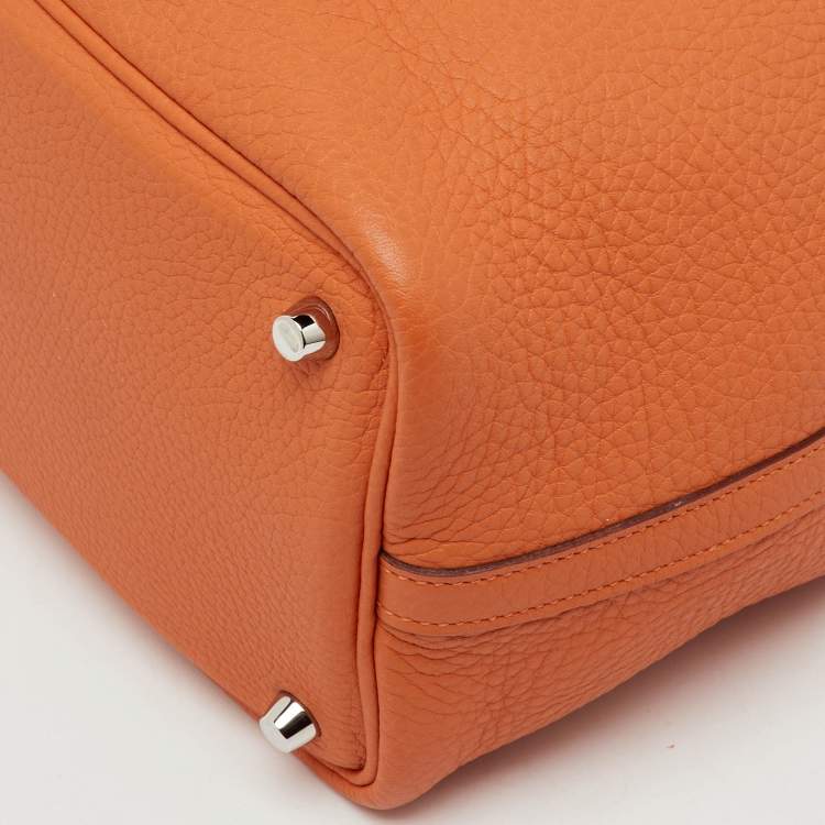 Pre Owned Hermes Orange Togo Leather Picotin Lock 18 Bag