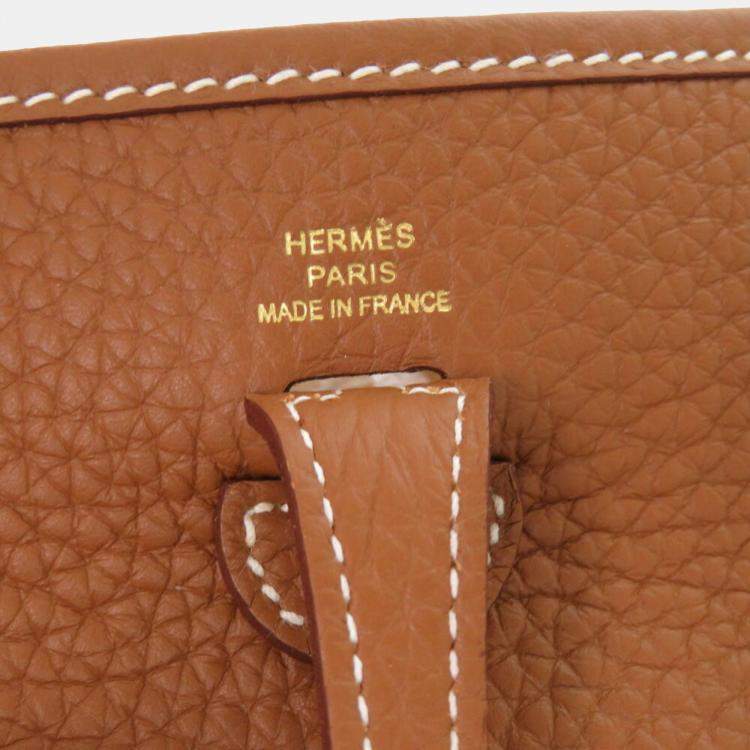 Pre Owned Hermes Evelyn TPM Amazon TBrown aurillon Clemence Gold Shoulder Bag 