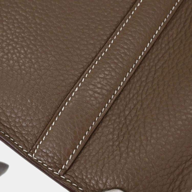 Pre Owned Hermes Etoupe Taurillon Clemence Steve Caporal 35 Shoulder Bag