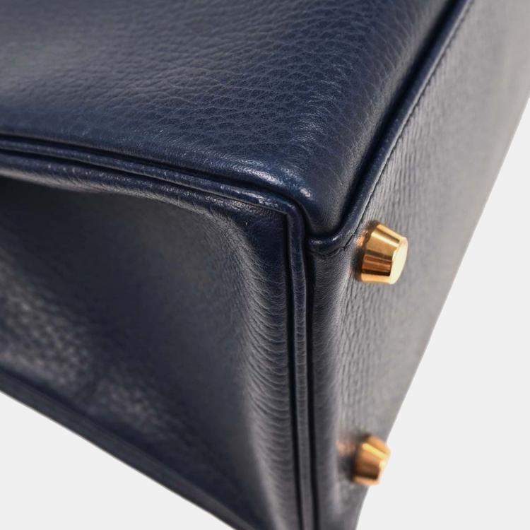 Pre Owned Hermes Kelly 32 Retourne 2way  Blue Indigo Ardennes Handbag
