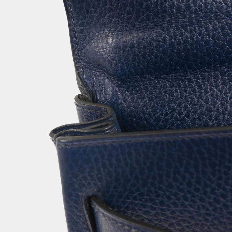 Pre Owned Hermes Kelly 32 Retourne 2way  Blue Indigo Ardennes Handbag