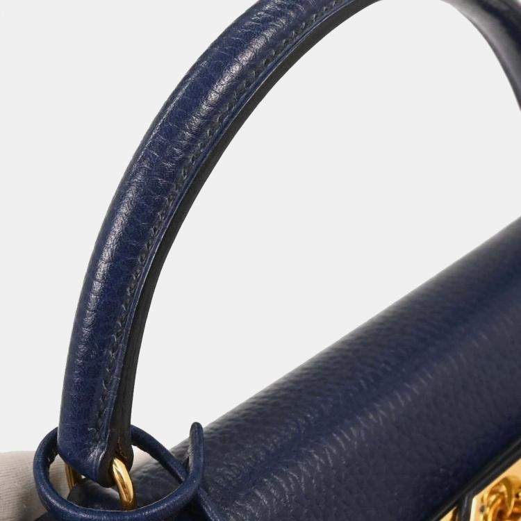 Pre Owned Hermes Kelly 32 Retourne 2way  Blue Indigo Ardennes Handbag