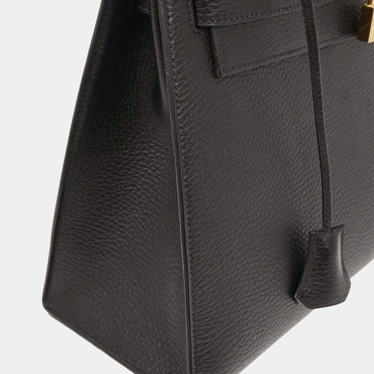 Pre Owned Hermes Black Ardennes Kelly 32 Sellier Handbag
