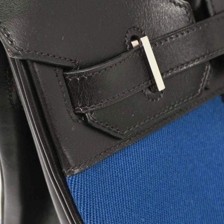 Pre Owned Hermes Blue Black Box Calf Potamus Birkin 30 Handbag