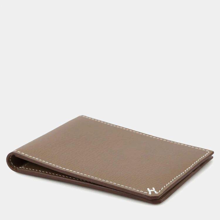 Pre Owned Hermes Hsellier Horizontal Etoupe Evercolor Card Case