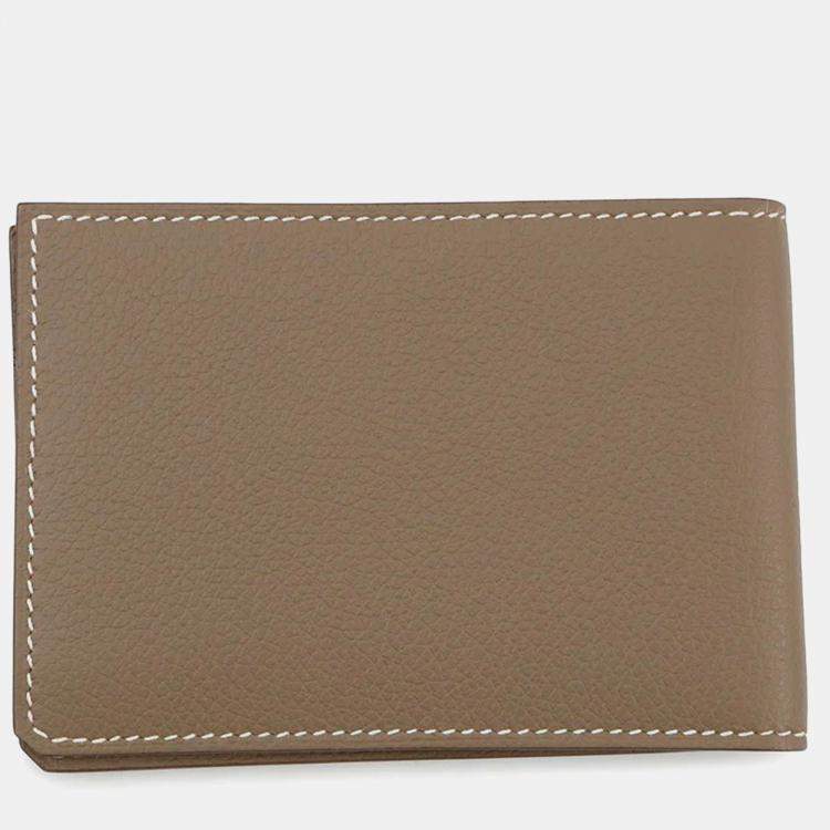 Pre Owned Hermes Hsellier Horizontal Etoupe Evercolor Card Case