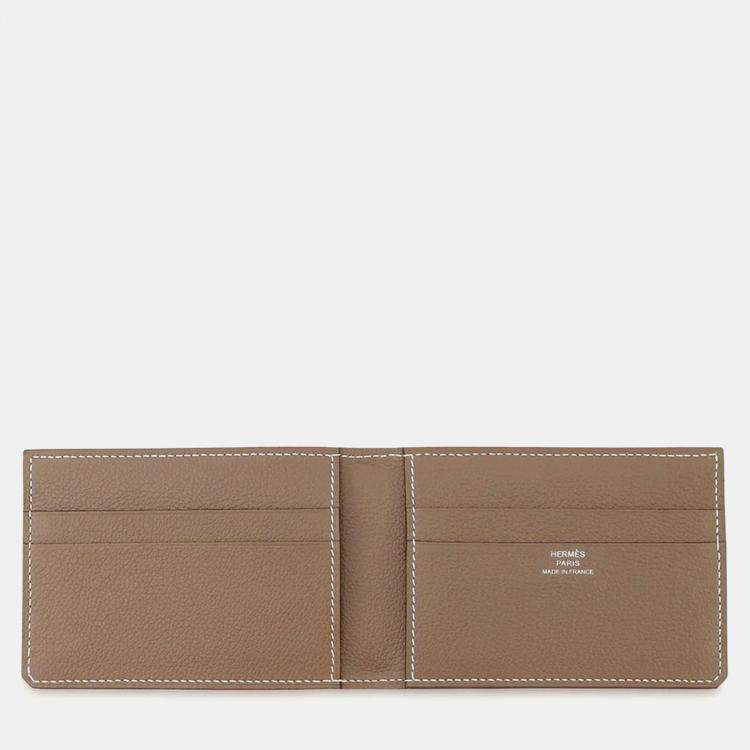 Pre Owned Hermes Hsellier Horizontal Etoupe Evercolor Card Case